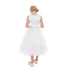 Petite Adele Little Girls Ivory Dull Satin Glitter Brooch Flower Girl Dress 2T-6 - SophiasStyle.com
