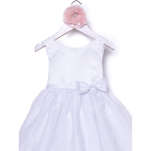Petite Adele Big Girls White Embroidered Organza Junior Bridesmaid Dress 8-12 - SophiasStyle.com