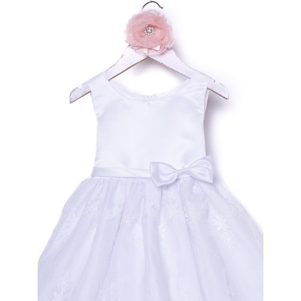 Petite Adele Big Girls White Embroidered Organza Junior Bridesmaid Dress 8-12 - SophiasStyle.com