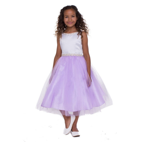 Petite Adele Little Girls Lilac Rhinestone Neckline Belt Flower Girl Dress 2T-6 - SophiasStyle.com