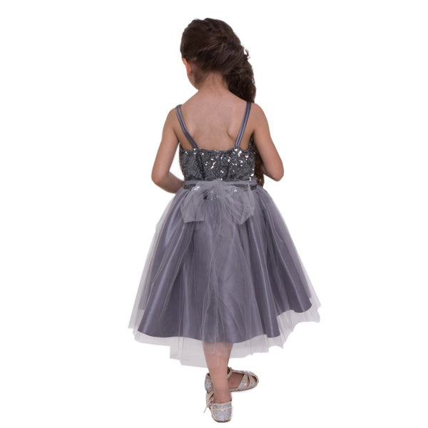 Petite Adele Little Girls Grey Sequined Top Tulle Flower Girl Dress 2T-6 - SophiasStyle.com
