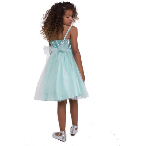 Petite Adele Little Girls Mint Sequined Top Tulle Flower Girl Dress 2T-6 - SophiasStyle.com