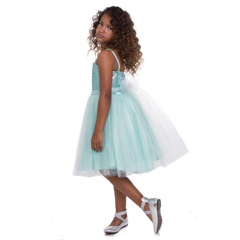 Petite Adele Big Girls Mint Sequined Top Tulle Junior Bridesmaid Dress 8-12 - SophiasStyle.com