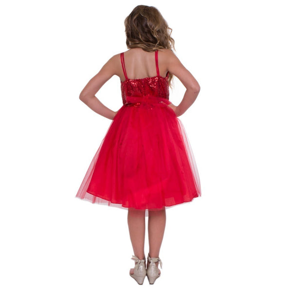 Petite Adele Little Girls Red Sequined Top Tulle Flower Girl Dress 2T-6 - SophiasStyle.com