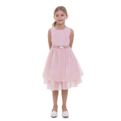 Petite Adele Big Girls Blush Chiffon Sequence Junior Bridesmaid Dress 8-16 - SophiasStyle.com