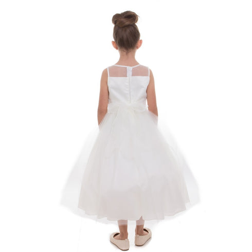 Petite Adele Little Girls Ivory Scalloped Lace Tulle Flower Girl Dress 2T-6 - SophiasStyle.com