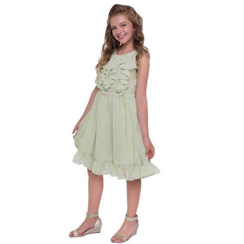 Petite Adele Little Girls Sage Tiered Chiffon Ruffled Easter Dress 2-6 - SophiasStyle.com