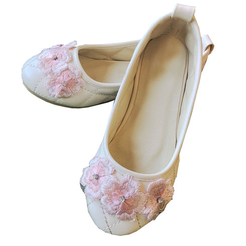 Petite Adele Big Girls Pink 3D Flowers Dress Shoes 11-2 - SophiasStyle.com