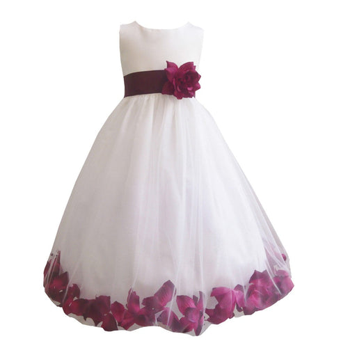Baby Girls Ivory Burgundy Petals Satin Tulle 3 Layer Bridesmaid Dress 6-24M - SophiasStyle.com