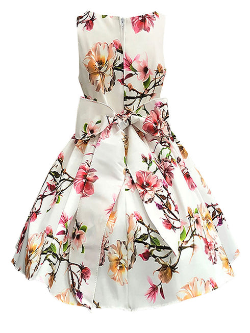 Petite Adele Big Girls Ivory Blush Floral Sleeveless Flower Girl Dress 8-12 - SophiasStyle.com