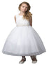 Petite Adele Big Girls White Silk Beaded Rhinestone Belt Flower Girl Dress 8-16 - SophiasStyle.com