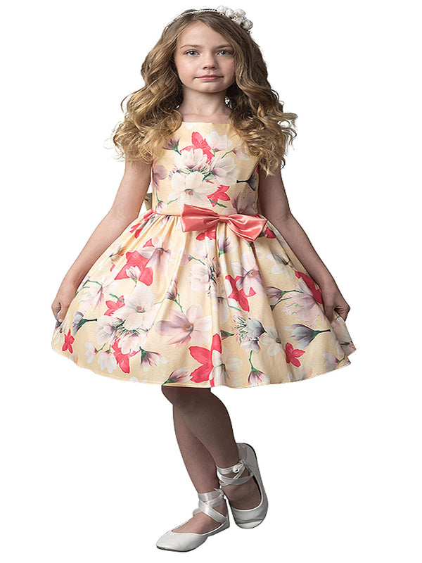 Petite Adele Little Girls Yellow Floral Sleeveless Flower Girl Dress 2T-6 - SophiasStyle.com