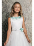 Petite Adele Little Girls Mint Chiffon Floral Brooch Flower Girl Dress 2-6 - SophiasStyle.com