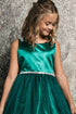 Petite Adele Little Girls Hunter Green Beaded Shoulder Crystal Belt Gown 2-6 - SophiasStyle.com