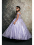 Petite Adele Little Girls Lilac Embroidered Bodice Off Shoulder Tulle Gown 2-6 - SophiasStyle.com