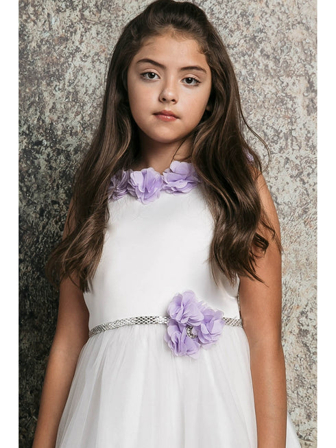 Petite Adele Little Girls Lilac Chiffon Floral Brooch Flower Girl Dress 2-6 - SophiasStyle.com
