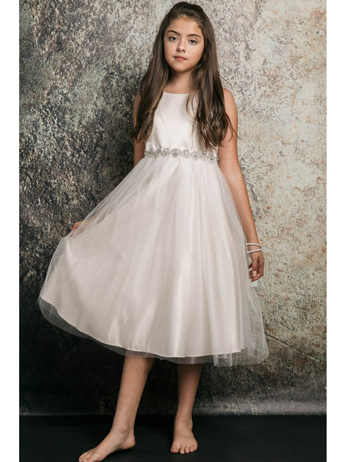 Petite Adele Big Girls Champagne Rhinestone Belt Junior Bridesmaid Dress 8-16 - SophiasStyle.com