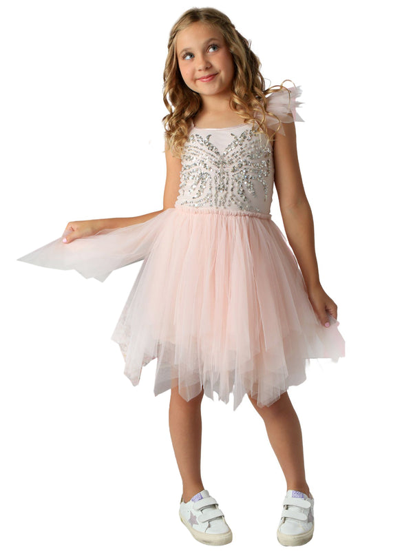 Ooh! La, La! Couture Blush Pixie Dress with Sequin Butterfly Top and Tulle Skirt, Sizes 18M-10 - SophiasStyle.com