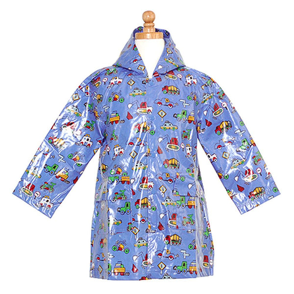 Pluie Pluie Boys Outerwear Blue Truck Unlined Raincoat 12M-8 - SophiasStyle.com