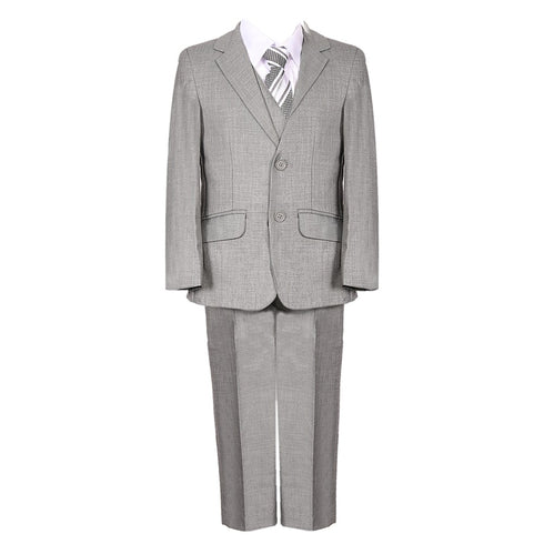 Big Boys Gray Fancy 5 Piece Vest Jacket Pants Special Occasion Suit 8-20 - SophiasStyle.com