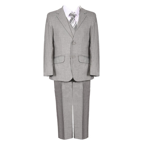 Little Boys Gray Fancy 5 Piece Vest Jacket Pants Special Occasion Suit 2-7 - SophiasStyle.com