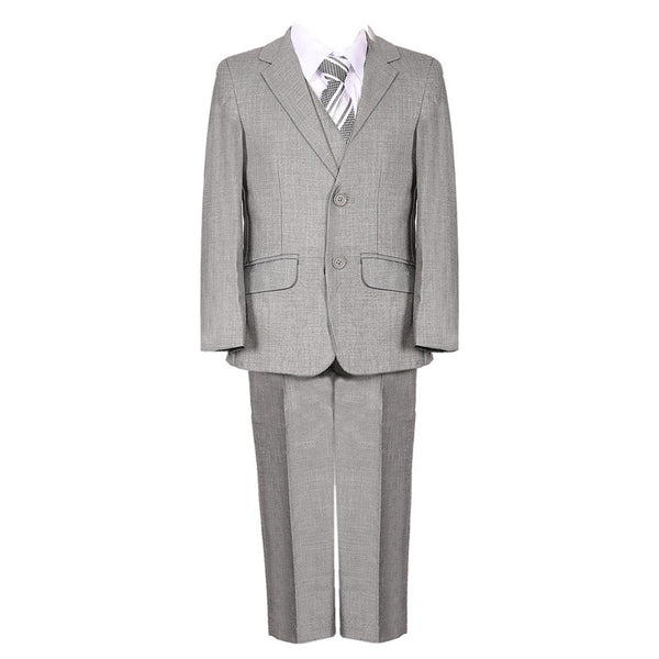 Little Boys Gray Fancy 5 Piece Vest Jacket Pants Special Occasion Suit 2-7 - SophiasStyle.com