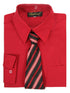 Rafael Big Boys Red Long Sleeve Dress Shirt Black Striped Tie Set 7-20 - SophiasStyle.com