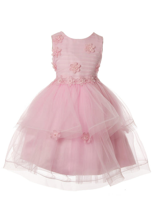 Rain Kids Girl Multi Color Delicate Flower Applique Special Occasion Dress 3-10 - SophiasStyle.com