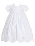 Rain Kids White Satin Puff Sleeve Pearl Baptism Dress Girls 6M-4T - SophiasStyle.com