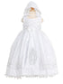 Rain Kids White Mary Silver Embroidered Baptism Dress Girls 6M-4T - SophiasStyle.com