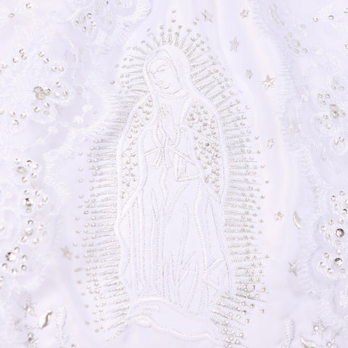 Rainkids Baby Girls White Rhinestone Virgin Mary Embroidery Baptism Dress 6-12M - SophiasStyle.com