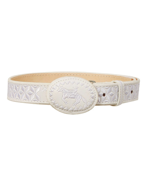 Rain Kids Boys White Horse Hand Embroidered Dress Belt 18"-32" - SophiasStyle.com