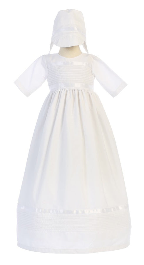Lito Baby Girls Boys White Pin Tuck Poly Cotton Gown Christening Set 0-18M - SophiasStyle.com