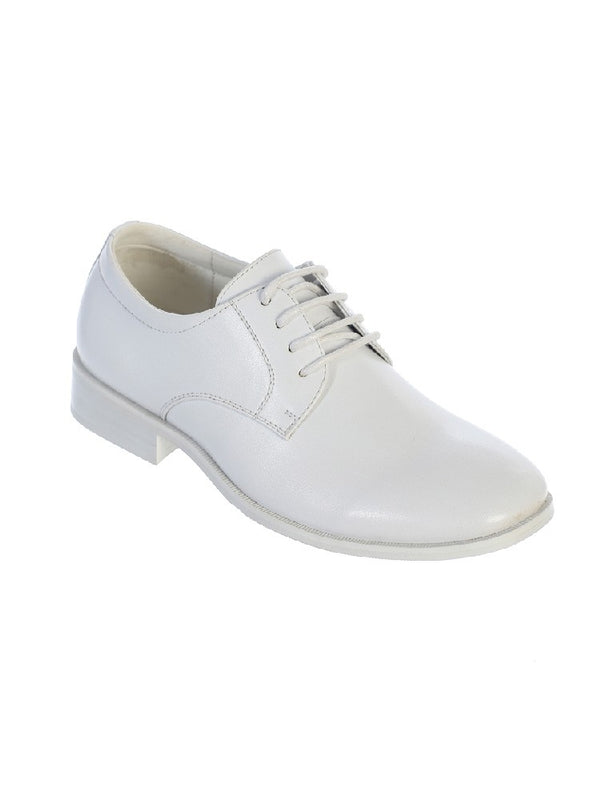Tip Top Kids Little Boys White Matte Leather Lace Up Dress Shoes 9-10 Toddler - SophiasStyle.com