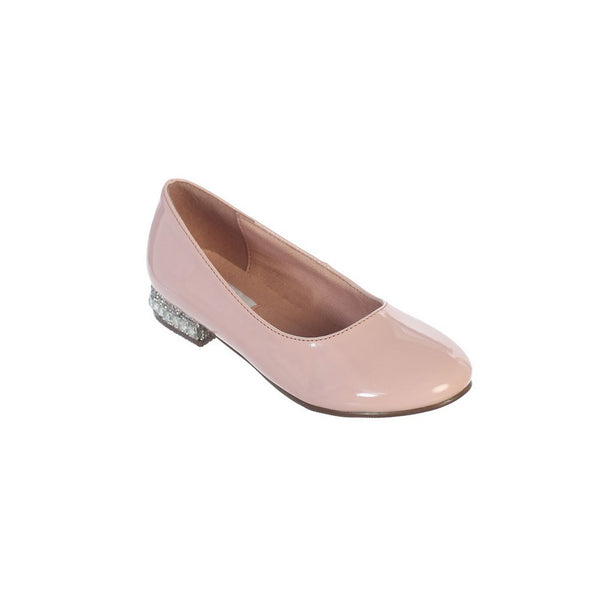 Girls Blush Glitter Rhinestone Jeweled Heel Patent Leather Flats 11-5 Kids - SophiasStyle.com