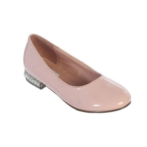 Little Girls Blush Glitter Rhinestone Heel Patent Leather Flats 9 Toddler - SophiasStyle.com