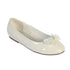 Little Girls Ivory Leather Satin Rhinestone Bow Patent Flats 9-10 Toddler - SophiasStyle.com