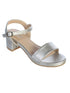 Big Girls Silver Block Heel Buckle Closure Sandals 11-5 Kids - SophiasStyle.com