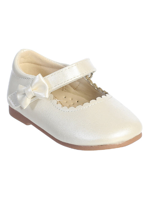 Tip Top Kids Girls Ivory Matte Scalloped Trim Mary Jane Shoes 1 Baby-8 Toddler - SophiasStyle.com