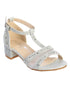 Tip Top Kids Girls Silver Rhinestone Heel T Strap Dress Sandals 9 Toddler-5 Kids - SophiasStyle.com