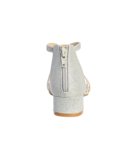 Tip Top Kids Girls Silver Rhinestone Closed Heel T Strap Sandals 9 Toddler-5 Kids - SophiasStyle.com