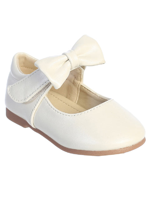 Tip Top Kids Girls Ivory Matte Bow Accent Mary Jane Shoes 1 Baby-8 Toddler - SophiasStyle.com