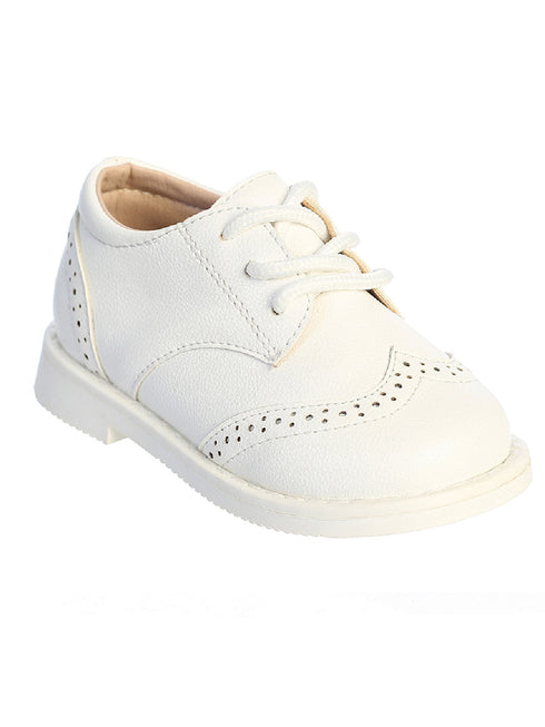 Tip Top Kids Boys White Matte Wing Tip Dress Shoes 1 Baby-8 Toddler - SophiasStyle.com