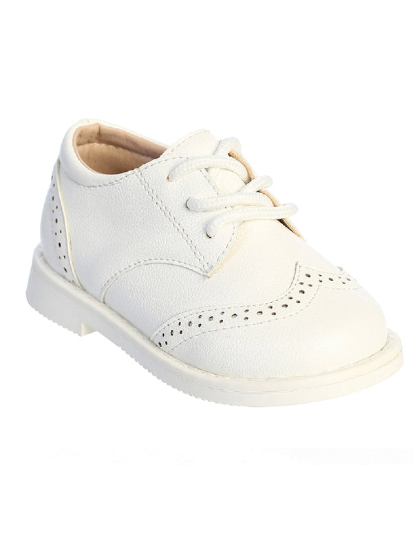 Tip Top Kids Boys White Matte Wing Tip Dress Shoes 1 Baby-8 Toddler - SophiasStyle.com