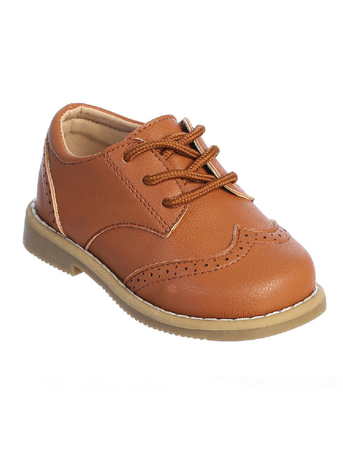 Tip Top Kids Boys Camel Matte Wing Tip Dress Shoes 1 Baby-8 Toddler - SophiasStyle.com