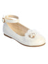 Tip Top Kids Girl Ivory Mesh Flower Ankle Strap Mary Jane Flats 9 Toddler-5 Kids - SophiasStyle.com