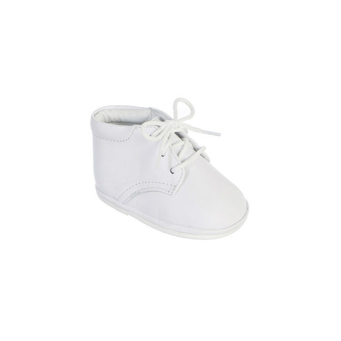 Boys White Lace-Up Closure Leather Christening Bootie Shoes 1 Baby-6 Toddler - SophiasStyle.com