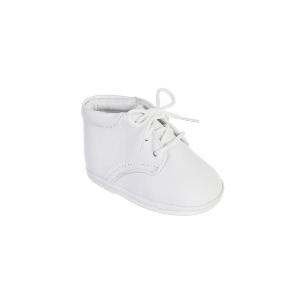 Boys White Lace-Up Closure Leather Christening Bootie Shoes 1 Baby-6 Toddler - SophiasStyle.com