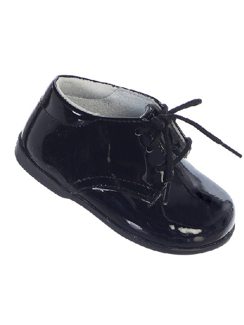 Baby Boys Black Leather Lace Up Dress Shoes 1-4 Baby - SophiasStyle.com