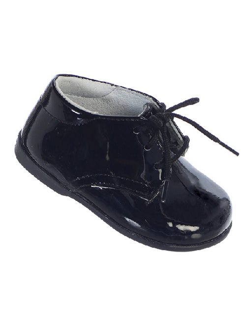 Tip Top Kids Little Boys Black Leather Lace Up Dress Shoes 5-8 Toddler - SophiasStyle.com